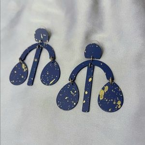 Artistic Geometric Blue Drop Earrings